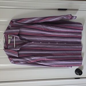 5 For 25 White Stag Women's Pink and Purple Stripe Button Up Shirt 1X